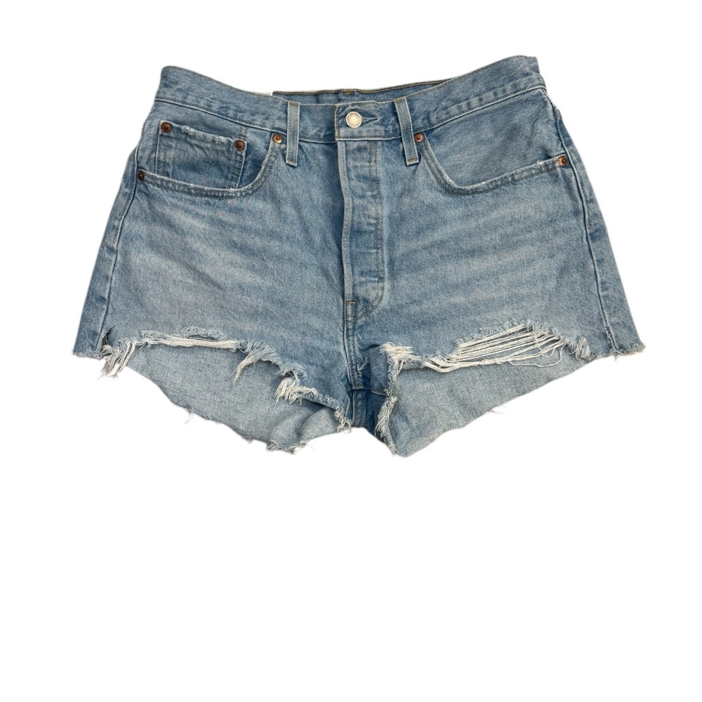 Levi’s 501 Shorts 31 High Rise Distressed Cutoff Denim Button Fly